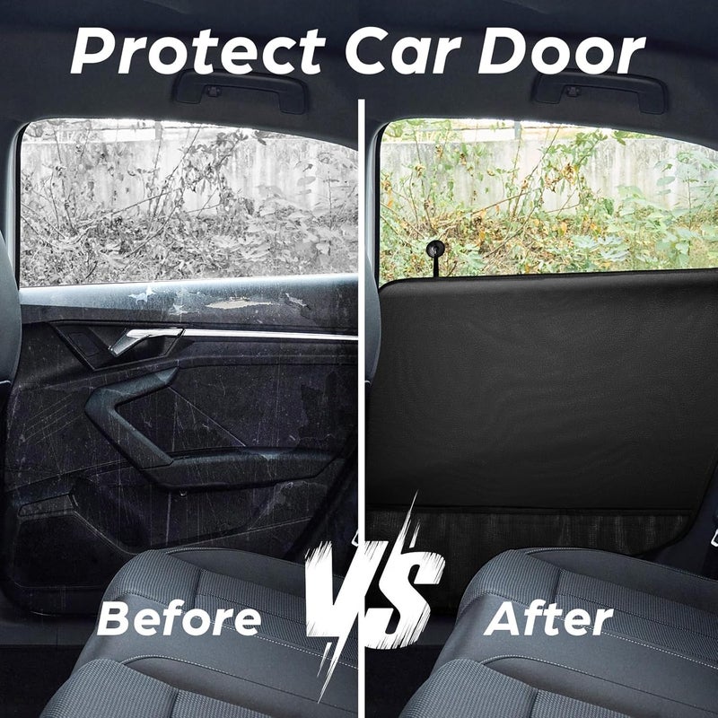 fidozen Dog Car Door Protector - 2 Pack Durable & Universal Fit Anti-Scratch Waterproof Vehicle Door Covers, Guards Your Car from Dog Scratching, Essential Accessories for SUV Interiors，Black - Image 3